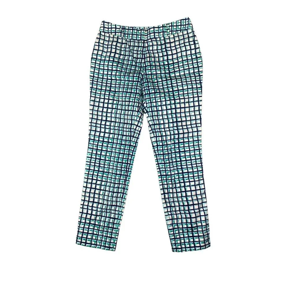 Kate Spade Womens Green Breezeblock Plaid Mindy Cropped Ankle Pants Size‎ 0